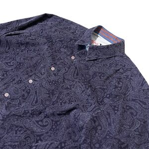 Robert Graham X Mens Purple Pincord Corduroy Paisley Button Down Shirt- Large